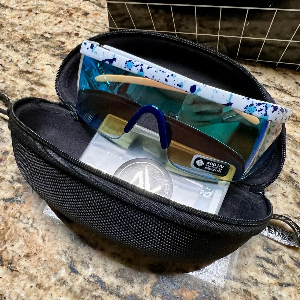 Tipsy Elves Blue Bender Splatter Shield Sunglasses Blue Mirrored Lens UV400